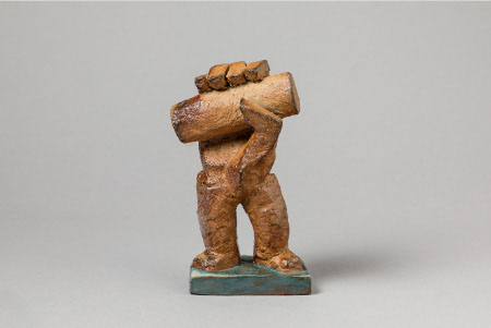 "Hommage au modelage" 
Sculpture, 2019 
Grès engobé et métal 
Cuisson au bois 
Hauteur: 22 cm